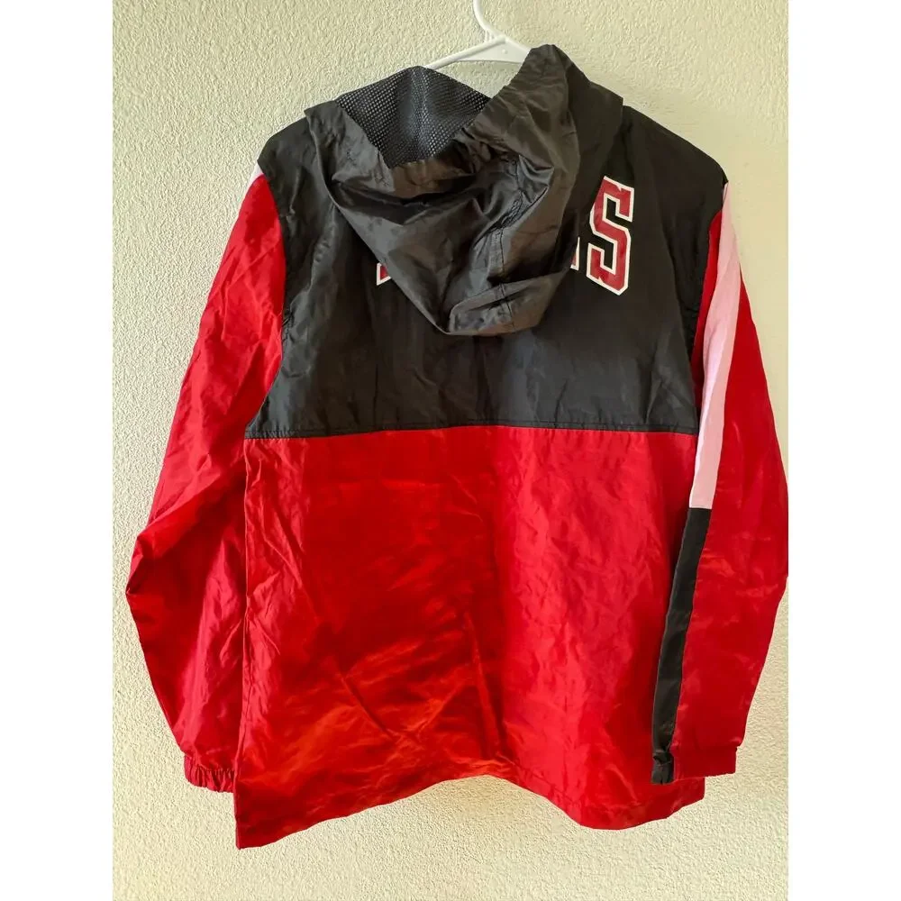 Chicago Bulls NBA Youth XL 18-20 Hooded Windbreaker Jacket Red Black Pullover